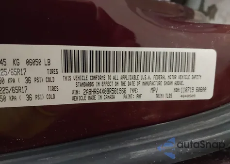 2009 Chrysler Town & Country Limited из США, поврежденный, VIN 2A8HR64X09R581966